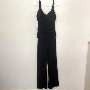 Shape FX Black Draped Sleeveless Wide-Leg Jumpsuit